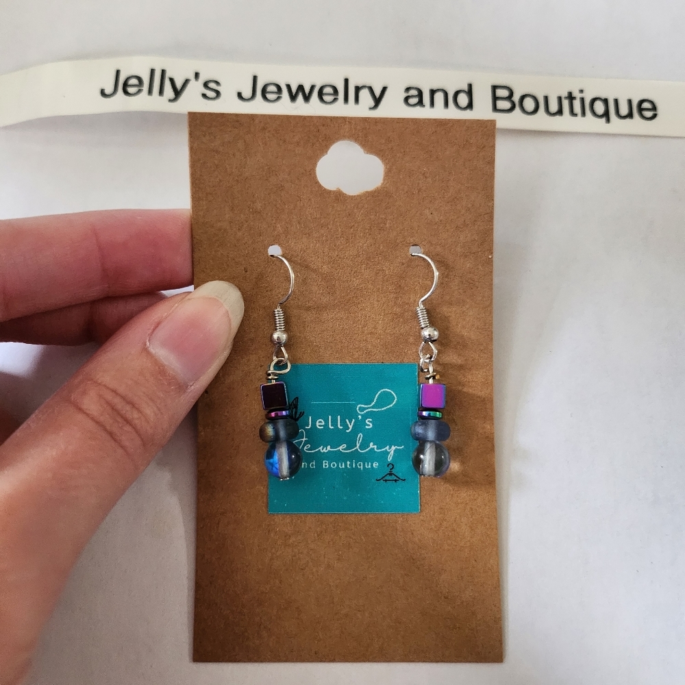 Jelly's Jewelry and Boutique Handcrafted, NWT, Colorful Metal & Glass Earring